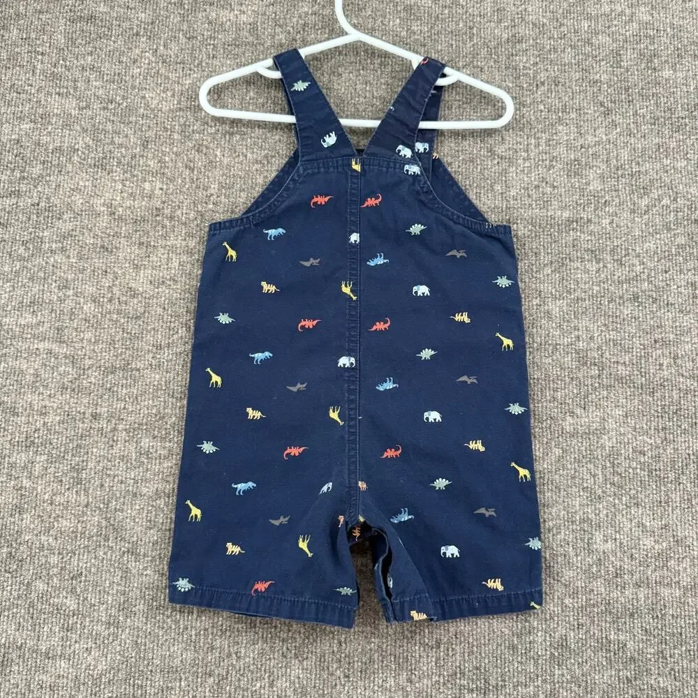 Carters Baby Boys Dinosaur Print Shortalls Size 18 Months Navy Overalls Romper